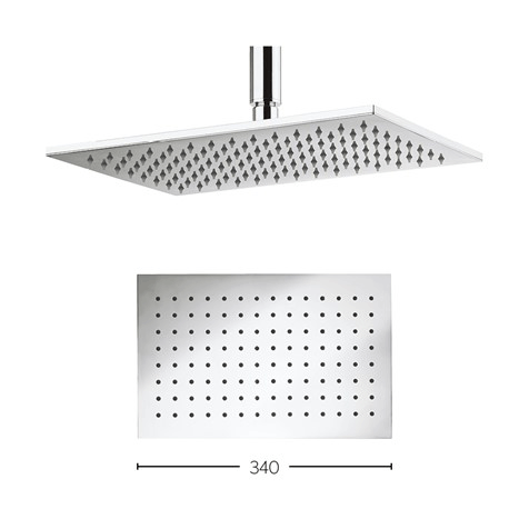 Technical image of Crosswater Zion Rectangular Shower Head 340x220mm (Chrome).