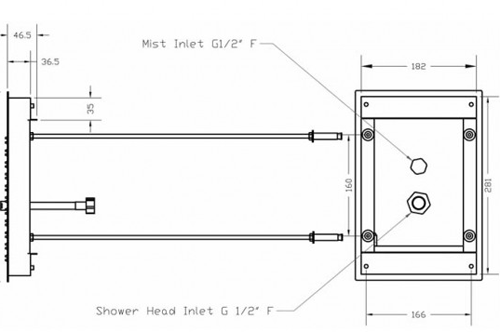 Technical image of Crosswater Illuminated Revive Mini Shower Head & LED Lights (300x200mm).