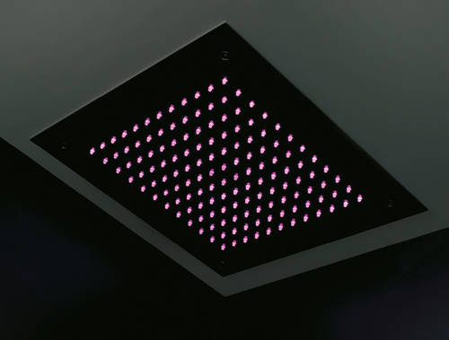 Example image of Crosswater Illuminated Ceiling Mounted Square LED Shower Head 380x380mm.