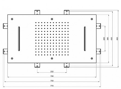Technical image of Crosswater Illuminated Multifunction Shower Head With LEDs 380x700mm.