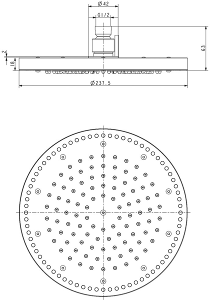Technical image of Crosswater Illuminated Rio Blue LED Shower Head (240mm diameter).