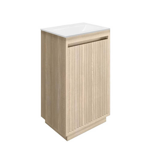 Larger image of Crosswater Flute Vanity Unit With White Glass Basin (475mm, Navarra Oak, 0TH).