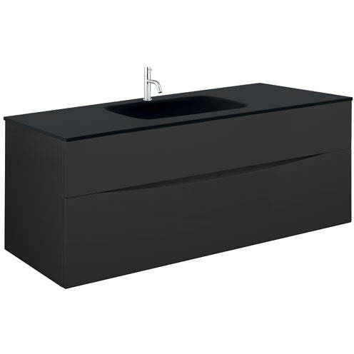 Larger image of Crosswater Glide II Vanity Unit With Black Glass Basin (1000mm, Matt Black, 1TH).