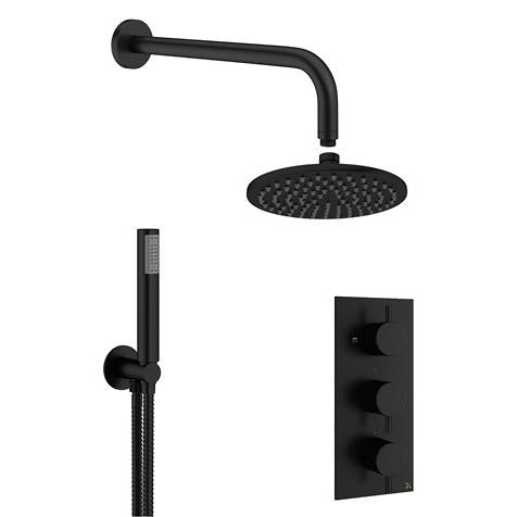 Crosswater Black Mpro 2 Outlet 3 Handle Shower Bundle (Matt ).
