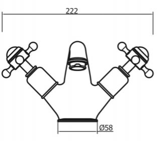 Technical image of Crosswater Belgravia Basin Mixer Tap With Waste (Crosshead, Nickel).