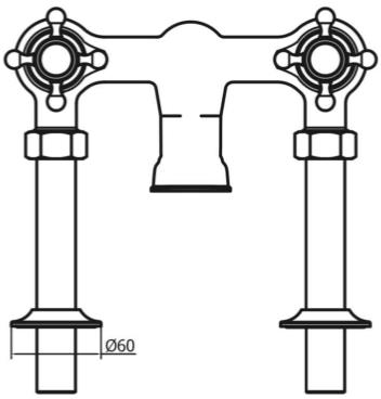 Technical image of Crosswater Belgravia Bath Filler Tap (Crosshead, Nickel).