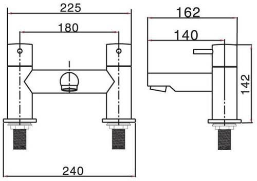 Technical image of Crosswater Kai Lever Showers Tall Basin & Bath Filler Tap Pack (Chrome).