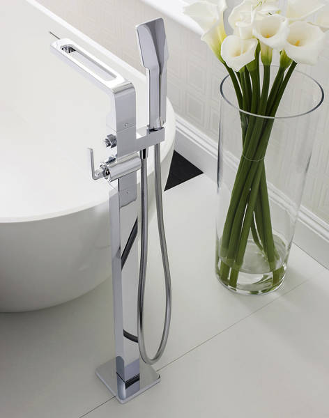 Example image of Crosswater KH Zero 1 Floorstanding Bath Shower Mixer Tap With Shower Kit.