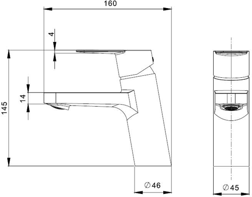 Technical image of Crosswater KH Zero 6 Basin Mixer Tap With Lever Handle (Chrome).