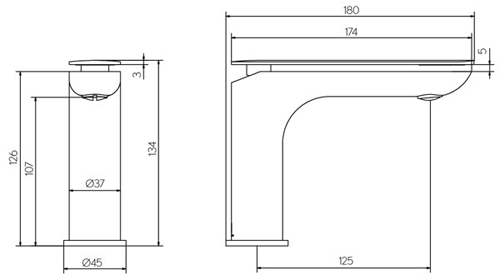 Technical image of Crosswater KH Zero 2 Basin & Bidet Mixer Taps Pack With Lever Handles.