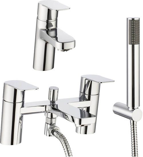 Larger image of Crosswater KH Zero 6 Basin & Bath Shower Mixer Tap Pack With Kit (Chrome).