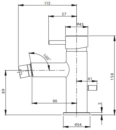 Technical image of Crosswater Kai Lever Showers Bidet Mixer Tap With Pop Up Waste (Chrome).