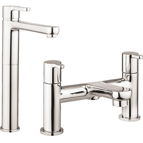 Larger image of Crosswater Nova Tall Basin & Bath Filler Tap Pack (Chrome).