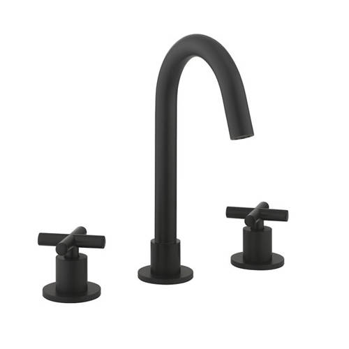 Crosswater Black Mpro Deck Mounted Crosshead Basin Tap (3 Hole, Matt ).