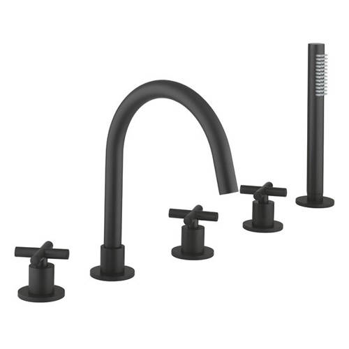 Crosswater Black Mpro Crosshead Bath Shower Mixer Tap (5 Hole, M ).