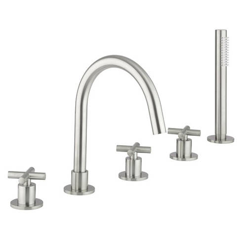 Crosswater Mpro Crosshead Bath Shower Mixer Tap (5 Hole, Br Steel).