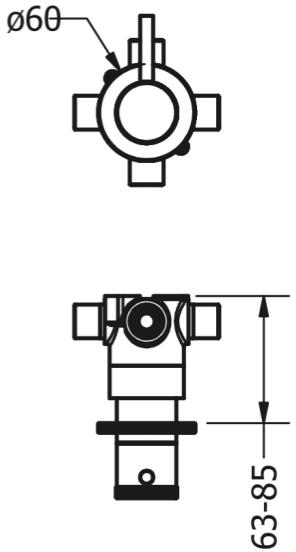 Technical image of Crosswater Industrial 2 Way Shower Diverter (Unlacquered Br Brass).