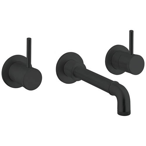 Crosswater Black Industrial Wall Mounted Basin Mixer Tap (Carbon ).