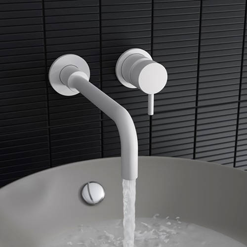 Larger image of Crosswater MPRO Wall Mounted Basin Mixer Tap (2 Hole, Matt White).