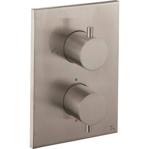 Larger image of Crosswater MPRO Crossbox 2 Outlet Shower Valve (Brushed Steel).