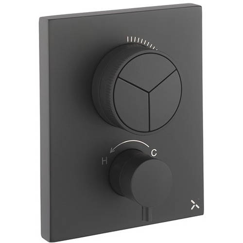 Crosswater Black Mpro Crossbox Push 3 Outlet Shower Valve (Matt ).