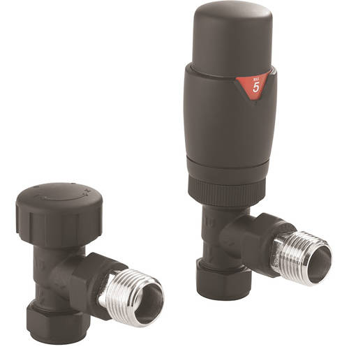 Crosswater Black Parts Angled Trv Radiator Valves (Matt ).