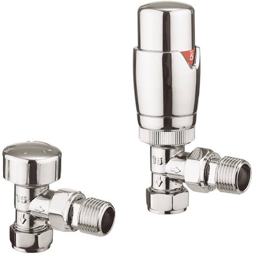 Crosswater Pier Angled Trv Radiator Valves (Chrome).