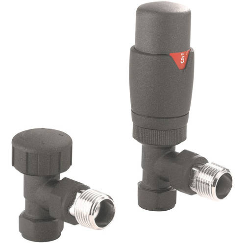 Crosswater Anthracite Kai Lever Showers Angled Trv Radiator Valves (Anthracite).