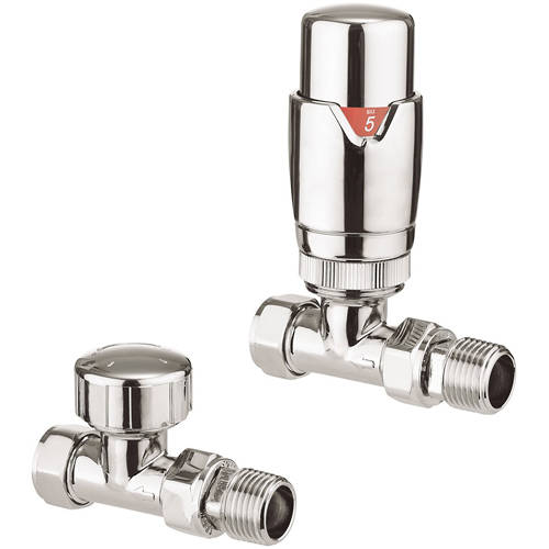Crosswater Pier Straight Trv Radiator Valves (Chrome).