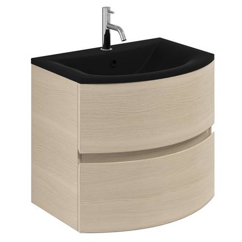 Larger image of Crosswater Svelte Vanity Unit With Black Glass Basin (600mm, Castilla Oak).