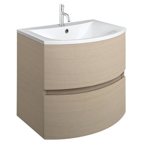 Larger image of Crosswater Svelte Vanity Unit With White Cast Basin (600mm, Castilla Oak).