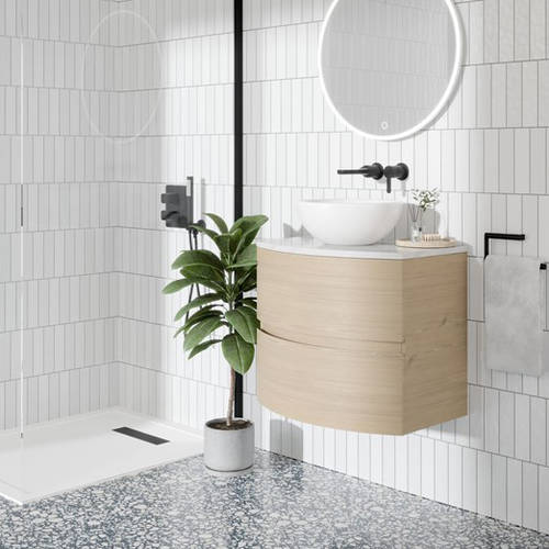 Example image of Crosswater Svelte Vanity Unit With Marble Worktop (600mm, Castilla Oak).