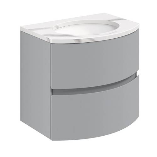 Larger image of Crosswater Svelte Vanity Unit With Marble Basin (600mm, Storm Grey Matt).