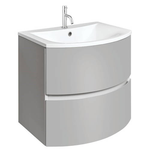 Larger image of Crosswater Svelte Vanity Unit With White Cast Basin (600mm, Storm Grey Matt).