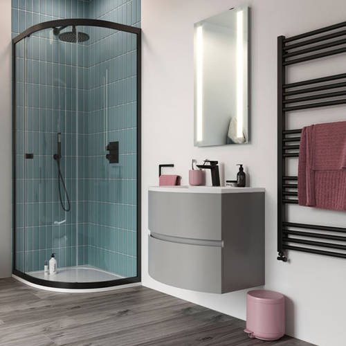 Example image of Crosswater Svelte Vanity Unit With White Cast Basin (600mm, Storm Grey Matt).