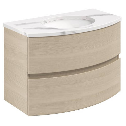 Larger image of Crosswater Svelte Vanity Unit With Marble Basin (800mm, Castilla Oak).