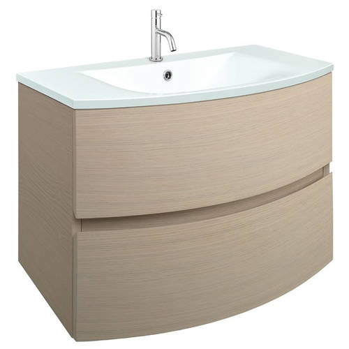 Larger image of Crosswater Svelte Vanity Unit With White Glass Basin (800mm, Castilla Oak).
