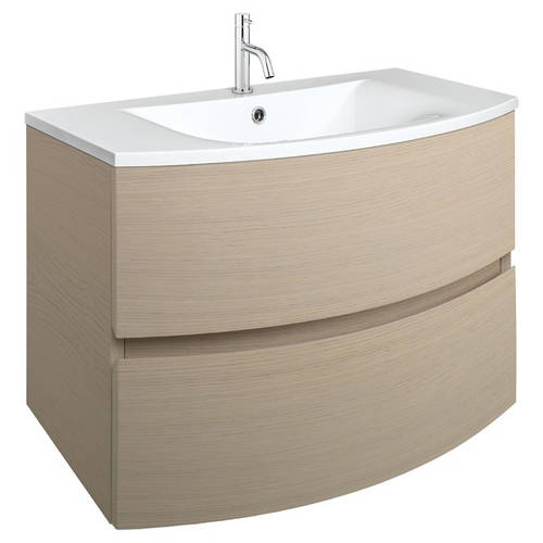 Larger image of Crosswater Svelte Vanity Unit With White Cast Basin (800mm, Castilla Oak).