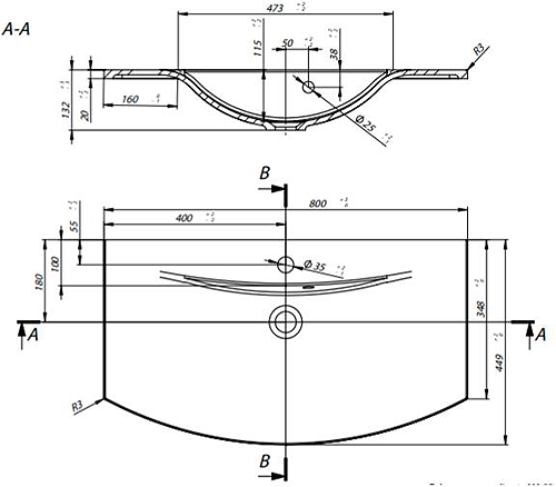 Technical image of Crosswater Svelte Vanity Unit With White Cast Basin (800mm, Castilla Oak).
