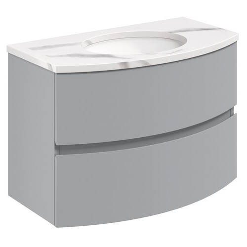 Larger image of Crosswater Svelte Vanity Unit With Marble Basin (800mm, Storm Grey Matt).
