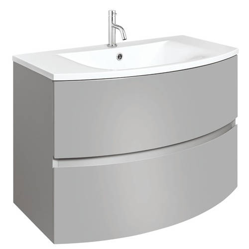 Larger image of Crosswater Svelte Vanity Unit With White Cast Basin (800mm, Storm Grey Matt).