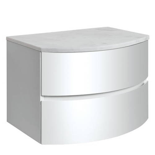 Larger image of Crosswater Svelte Vanity Unit With Marble Worktop (800mm, White Gloss).
