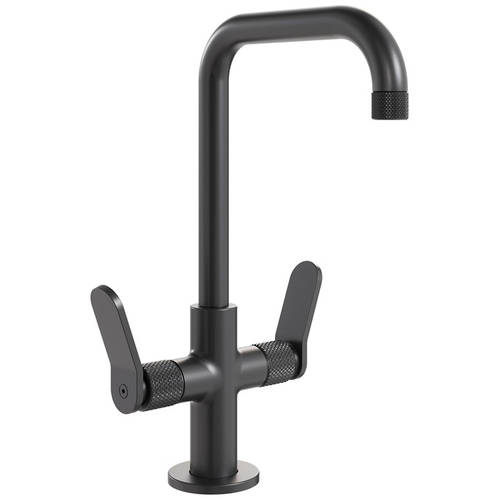 Larger image of Crosswater Calix Mono Basin Mixer Tap With Lever Handles (Matt Black).