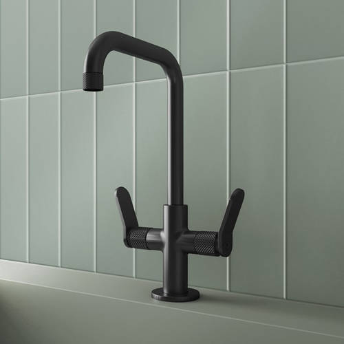 Example image of Crosswater Calix Mono Basin Mixer Tap With Lever Handles (Matt Black).