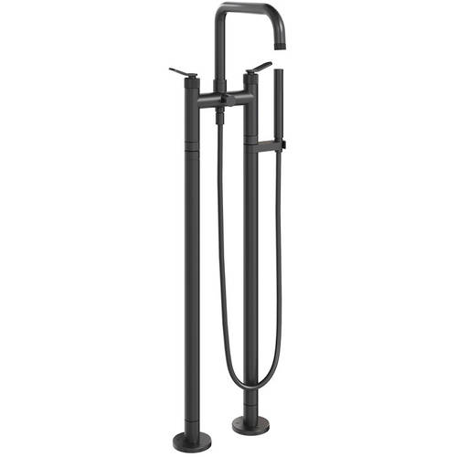Larger image of Crosswater Calix Floorstanding Bath Shower Mixer Tap (Matt Black).