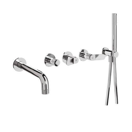 Larger image of Crosswater Calix Wall-Mounted Bath Shower Mixer Tap (5 Hole, Chrome).