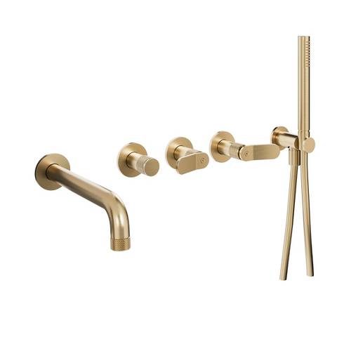 Larger image of Crosswater Calix Wall-Mounted Bath Shower Mixer Tap (5 Hole, Br Brass).
