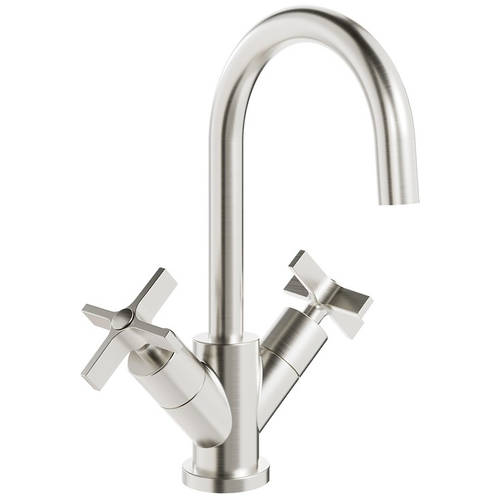 Larger image of Crosswater Clover Mono Basin Mixer Tap With Crosshead Handles (Br Metallic).