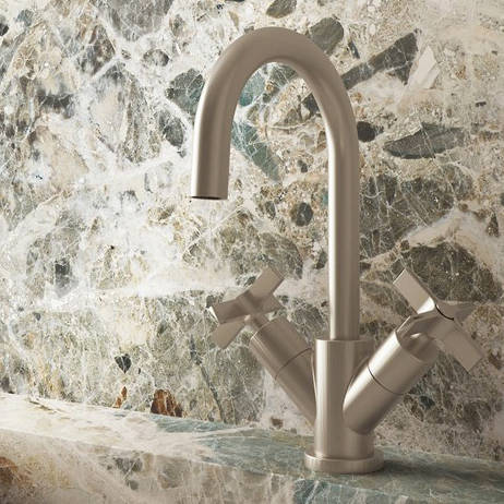 Example image of Crosswater Clover Mono Basin Mixer Tap With Crosshead Handles (Br Metallic).