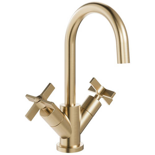 Larger image of Crosswater Clover Mono Basin Mixer Tap With Crosshead Handles (Br Brass).